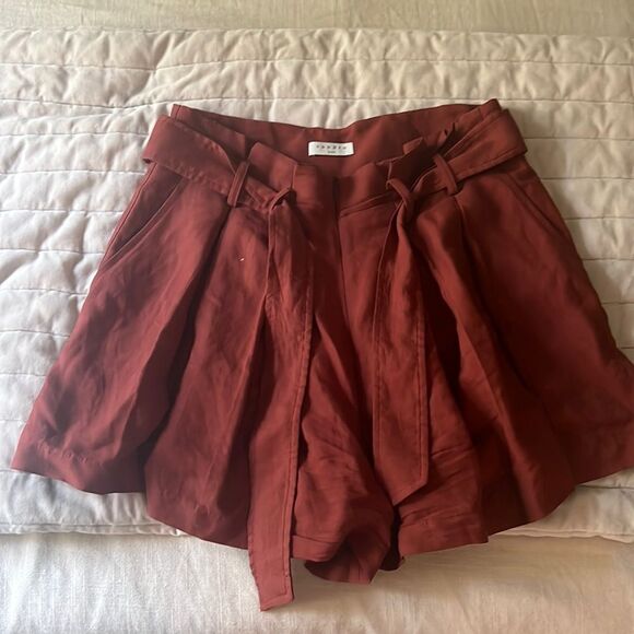 Sandro Paris High Waisted Eddi Paperbag Pleated Shorts - Picture 2 of 7